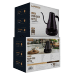 غلاية كهربائية من LePresso مزودة بشاشة رقمية، وحماية من الغليان الجاف، وخاصية الحفاظ على الدفء، ووضع ساعة إيقاف التحضير،