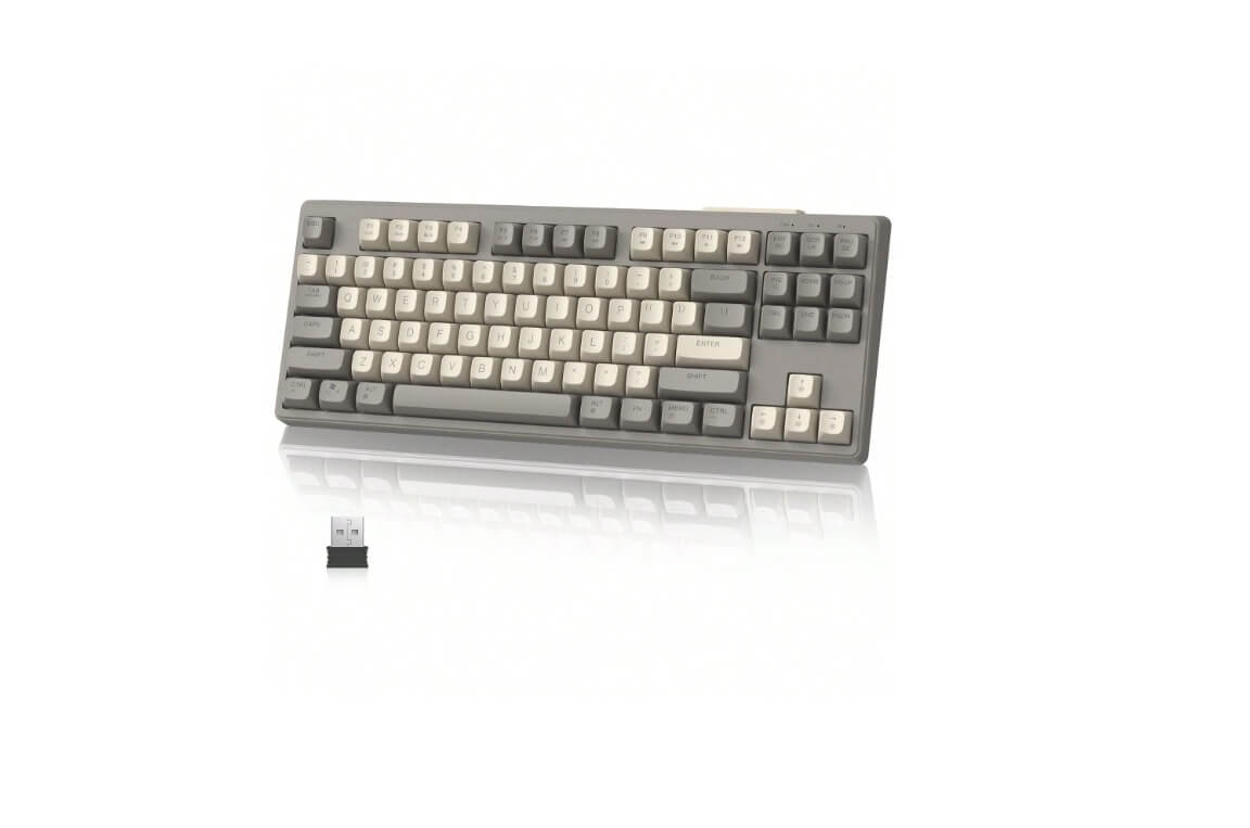 10913-products-67e10a26b8cb0.jpeg كيبورد جيمنج لاسلكي احساس ميكانيكي لوحة مفاتيح لألعاب بوضعين بلوتوث 5.0/2.4جيجا هرتز ، قابلة لإعادة الشحن مضادة للأشباح بي بي - الصورة 1