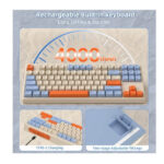 ⁦كيبورد جيمنج لاسلكي احساس ميكانيكي لوحة مفاتيح لألعاب بوضعين بلوتوث 5.0/2.4جيجا هرتز قابلة لإعادة الشحن مضادة للأشباح بي بي ت⁩ - الصورة ⁦4⁩