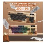 كيبورد جيمنج لاسلكي احساس ميكانيكي FREEWOLF مع شاشة عرض لوحة مفاتيح بمفاتيح متعددة الوسائط، بلوتوث 5.0