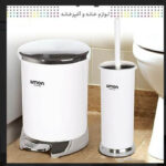 سلة مهملات و مرحاض باللون الليموني والكروم (لون وردي)