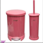 ⁦سلة مهملات و مرحاض باللون الليموني والكروم (لون وردي)⁩ - الصورة ⁦2⁩