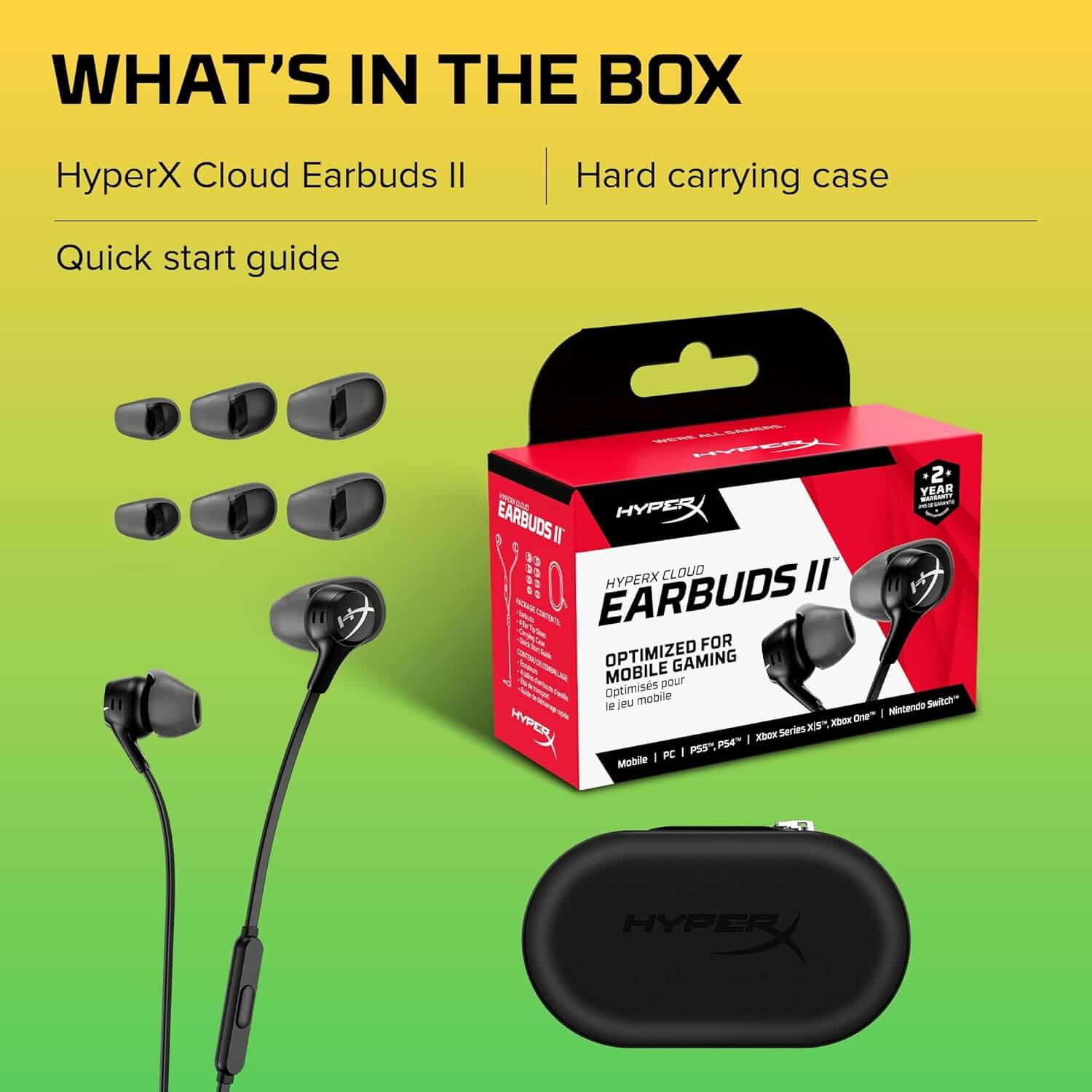 10945-products-67f40a23a1517.jpg سماعة جيمنج سلكية من هايبر اكس سماعات أذن HyperX Cloud Earbuds II للألعاب مع ميكروفون - أسود (70N24Aa)، داخل الأذن، سلكية - الصورة 1