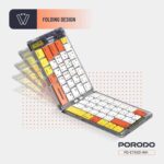 ⁦كيبورد لاسلكي محمول قابل للطي بورودو كريستال شيل، شفاف، اتصال بلوتوث، قابل للطي، 65 مفتاحًا + تخطيط عربي، بطارية ليثيوم 80 مل⁩ - الصورة ⁦6⁩