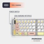 ⁦كيبورد لاسلكي محمول قابل للطي بورودو كريستال شيل، شفاف، اتصال بلوتوث، قابل للطي، 65 مفتاحًا + تخطيط عربي، بطارية ليثيوم 80 مل⁩ - الصورة ⁦8⁩