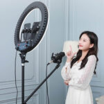 ⁦رنج لايت حلقة إضاءة LED GLR-14 من Green Lion مع حامل ثلاثي القوائم قابل للتعديل، استهلاك طاقة 15 وات، إضاءة بيضاء ومحايدة ودا⁩ - الصورة ⁦2⁩