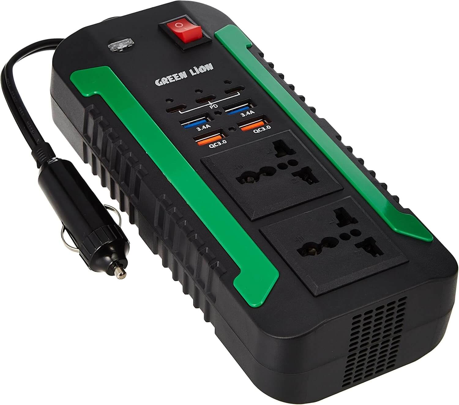 10994-products-6817152d99f07.jpg محول كهرباء للسيارات محول الطاقة سبارك 300 من جرين ليون - أسود - الصورة 1