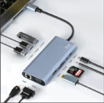 ⁦وصلة موزع USB-C 10 في 1 محترف - تحويل HDTV إلى VGA مع شحن سريع 100 وات وتوصيلات متعددة للعمل المتنقل⁩ - الصورة ⁦3⁩