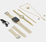 ⁦طقم هدية نسائية ساعة ذكية جديدة A58 plus 8 في 1، قلادة، أقراط، سوار، خاتم، ساعة، مجوهرات ذكية، ساعة ذكية فاخرة PK A59 Plus⁩ - الصورة ⁦4⁩