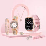 ⁦طقم هدية نسائية ساعة ذكية جديدة A58 plus 8 في 1، قلادة، أقراط، سوار، خاتم، ساعة، مجوهرات ذكية، ساعة ذكية فاخرة PK A59 Plus⁩ - الصورة ⁦5⁩