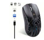 ماوس جيمنج ماوس بصري متعدد ب- 3 أوضاع سلكي/لاسلكي مع مؤشر مستوى البطارية قابل للشحن