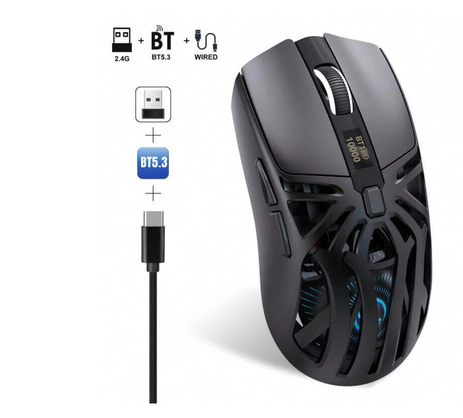 11025-products-683ed2a83896e.jpeg ماوس جيمنج ماوس بصري متعدد ب- 3 أوضاع سلكي/لاسلكي مع مؤشر مستوى البطارية قابل للشحن - الصورة 1