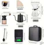 ⁦حقيبة قهوة V60 مجموعة صانعة القهوة اليدوية المتكاملة من Memelon – 9 قطع مع حقيبة محمولة، مطحنة، غلاية، فلتر وأدوات باريستا اح⁩ - الصورة ⁦2⁩