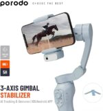 ستبلايزر ستاند ضد الاهتزاز بورودو AI Tracker Gimbal P7C Pro Plus، تصميم قابل للطي، تتبع الوجه، وضع FPV، تأثير فيديو، إضاءة مد