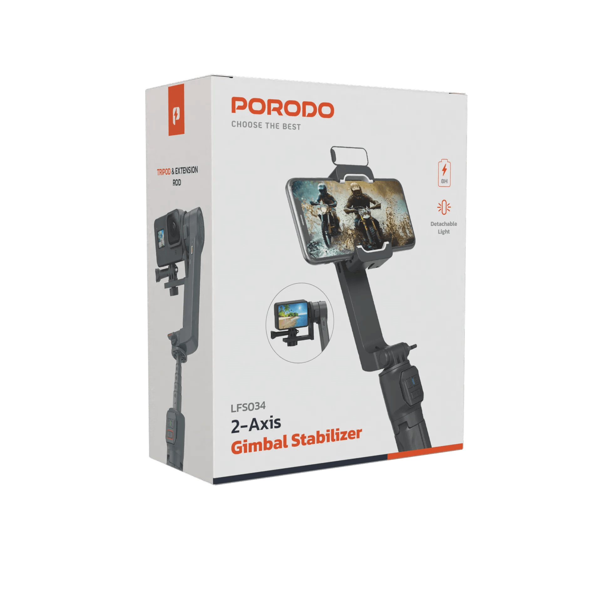 11067-products-6861414aeff87.png ستبلايزر ستاند ضد الاهتزاز حامل جوال للتصوير مانع للاهتزاز بطول قابل للتعديل بورودو Porodo Anti-Shake Gimbal With Rotatable C - الصورة 1