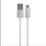 كيبل شحن كابل بورودو منسوج 2.4 أمبير USB A إلى Lightning بطول 1.2 متر - أبيض