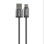 كيبل شحن كابل بورودو منسوج 3 أمبير من USB-A إلى Type-C بطول 1.2 متر - أسود