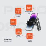 ⁦ستاند عصا سيلفي HS34 رباعية القاعدة، مقبض كاميرا محمول باليد، سبيكة ألومنيوم + ABS، شحن USB-C، بلوتوث 5.2، جهاز تحكم عن بعد 5⁩ - الصورة ⁦11⁩