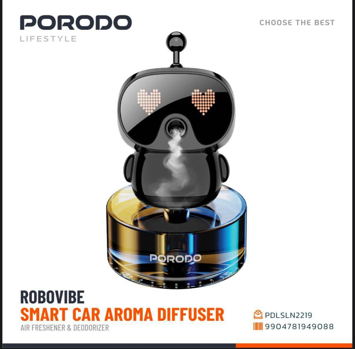 11113-products-687ba4c152a74.jpeg فواحة محمولة للسيارات موزع روائح السيارات الذكي روبوفايب من بورودو لايف ستايل معطر جو - الصورة 1