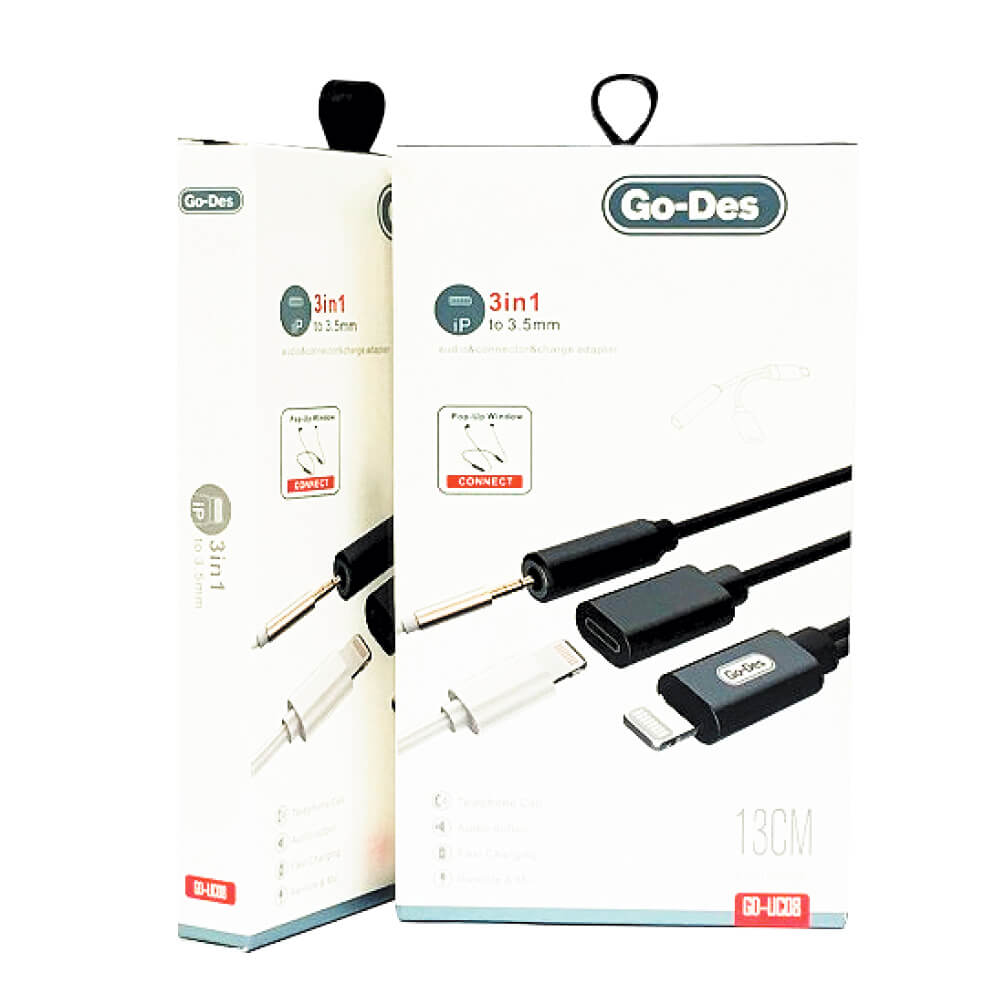 11131-products-6888d4856e49a.jpg وصلة لسماعة الهواتف كابل لايتنينج 2 في 1 من رايل Gd-Uc08 2384 - الصورة 1