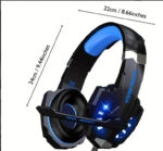 ⁦سماعة جيمنج G9000 مع ميكروفون عازل للضوضاء، ومصابيح LED، ووسائد أذن ناعمة من إسفنج الذاكرة - ستيريو محيطي لأجهزة PS5/PS4/Xbox⁩ - الصورة ⁦5⁩