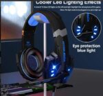 ⁦سماعة جيمنج G9000 مع ميكروفون عازل للضوضاء، ومصابيح LED، ووسائد أذن ناعمة من إسفنج الذاكرة - ستيريو محيطي لأجهزة PS5/PS4/Xbox⁩ - الصورة ⁦6⁩