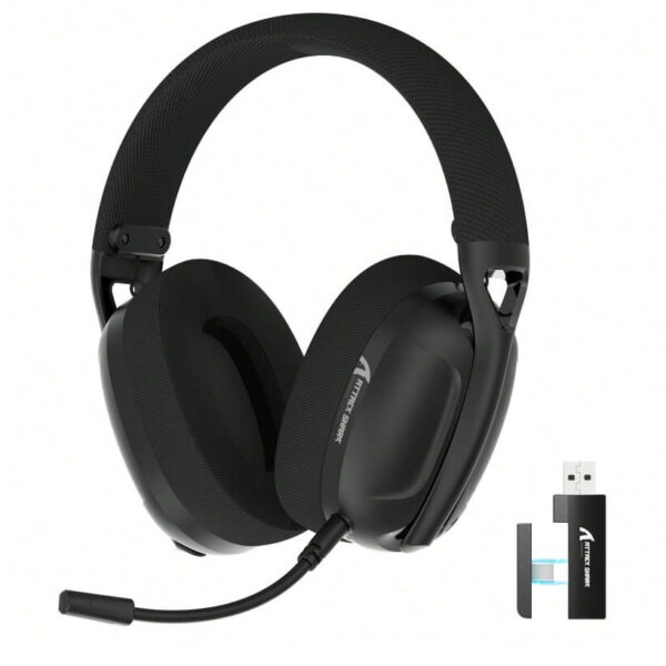 سماعة جيمنج سماعات لاسلكية للألعاب فوق الأذن خفيفة الوزن مع وصلة 2.4 جيجا هرتز يو اس بي سي وآ / بلوتوث 5.3 / سلكي 3.5 مم اسود