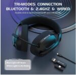 ⁦سماعة جيمنج سماعات لاسلكية للألعاب فوق الأذن خفيفة الوزن مع وصلة 2.4 جيجا هرتز يو اس بي سي وآ / بلوتوث 5.3 / سلكي 3.5 مم اسود⁩ - الصورة ⁦5⁩