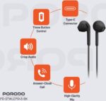 ⁦سماعات أذن ستيريو بورودو ساوندتيك، مصنوعة من مادة TPE + معدن + ABS، اتصال من النوع C، طول الكابل 1.2 متر، ميكروفون عالي الوضو⁩ - الصورة ⁦7⁩