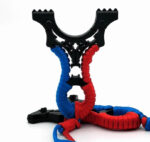 راتنج مقلاع نشاب معدني اطلاق بمقبض ثلاثي للصيد والتصويب يحتوي على ثلاثة أحزمة مطاطية للرياضات والرماية التنافسية