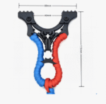 ⁦راتنج مقلاع نشاب معدني اطلاق بمقبض ثلاثي للصيد والتصويب يحتوي على ثلاثة أحزمة مطاطية للرياضات والرماية التنافسية⁩ - الصورة ⁦2⁩