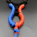 ⁦راتنج مقلاع نشاب معدني اطلاق بمقبض ثلاثي للصيد والتصويب يحتوي على ثلاثة أحزمة مطاطية للرياضات والرماية التنافسية⁩ - الصورة ⁦5⁩