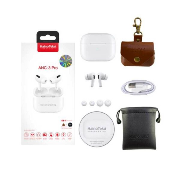 ايربودز ابيض مع كفر جلد وشاحن لاسلكي ANC-3 PRO(سماعة اذن ايربودز سماعة ايرودز)