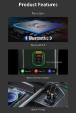 ⁦بلوتوث وشاحن سريع للسيارة مع شاشة RECCI RQ01 WIRELESS FM CAR CHARGER ( PD 20W + QC 18W )⁩ - الصورة ⁦5⁩