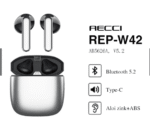 ⁦سماعة بلوتوث معدنية جودة صوت عالية الدقة RECCI REP-W42 فضي⁩ - الصورة ⁦8⁩