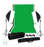 عدة أدوات إضاءة للتصوير الفوتوغرافي في صندوق مرن مع مسند ستوديو للخلفية أسود/ أبيض/ أخضر