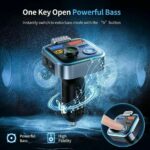 ⁦شاحن سيارة ذكي من بورودو ، جهاز إرسال FM مع منفذ PD 24 وات  QC3.0 مع بلوتوث ام بي ثري⁩ - الصورة ⁦5⁩