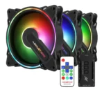 مراوح كمبيوتر جيمنج مراوح بي سي مروحة ABKONCORE HR120 (عبوة من 3 قطع) - مروحة 120 ملم A-RGB للصندوق