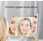 ⁦الذكية اللمس مرآة الجمال مرآة المكياج المزودة بمصباح ليد سطح المكتب مرآة تزين سطح المكتب ثلاثة جوانب للطي ماكياج مرآة⁩ - الصورة ⁦7⁩