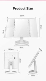 ⁦الذكية اللمس مرآة الجمال مرآة المكياج المزودة بمصباح ليد سطح المكتب مرآة تزين سطح المكتب ثلاثة جوانب للطي ماكياج مرآة⁩ - الصورة ⁦9⁩