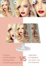 ⁦الذكية اللمس مرآة الجمال مرآة المكياج المزودة بمصباح ليد سطح المكتب مرآة تزين سطح المكتب ثلاثة جوانب للطي ماكياج مرآة⁩ - الصورة ⁦12⁩