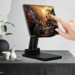 ⁦حامل الهاتف والتابلت القابل للتعديل من بورودو 13 سم - أسود ستاند هاتف قاعدة تلفون⁩ - الصورة ⁦2⁩