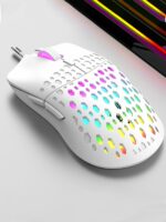 ماوس جيمنج خفيف ماوس ألعاب مسلك أبيض مضيء بالليد للكمبيوتر اللوحي والكمبيوتر المحمول والمكتب