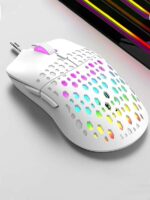 ⁦ماوس جيمنج خفيف ماوس ألعاب مسلك أبيض مضيء بالليد للكمبيوتر اللوحي والكمبيوتر المحمول والمكتب⁩ - الصورة ⁦3⁩