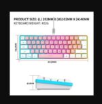 ⁦كيبورد جيمنج شبه ميكانيكي مادة ABS لإضاءة RGB باللون الوردي + الأبيض، لوحة مفاتيح سلكية، لوحة مفاتيح صغيرة مدمجة 61، مناسبة ل⁩ - الصورة ⁦2⁩
