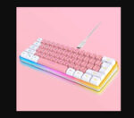 ⁦كيبورد جيمنج شبه ميكانيكي مادة ABS لإضاءة RGB باللون الوردي + الأبيض، لوحة مفاتيح سلكية، لوحة مفاتيح صغيرة مدمجة 61، مناسبة ل⁩ - الصورة ⁦3⁩