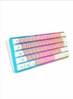 ⁦كيبورد جيمنج شبه ميكانيكي مادة ABS لإضاءة RGB باللون الوردي + الأبيض، لوحة مفاتيح سلكية، لوحة مفاتيح صغيرة مدمجة 61، مناسبة ل⁩ - الصورة ⁦4⁩