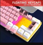 ⁦كيبورد جيمنج شبه ميكانيكي مادة ABS لإضاءة RGB باللون الوردي + الأبيض، لوحة مفاتيح سلكية، لوحة مفاتيح صغيرة مدمجة 61، مناسبة ل⁩ - الصورة ⁦5⁩