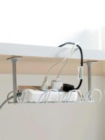 سلة حاملة الاسلاك منظم اسلاك بلاستيك توصيلات في لوح تخزين منظم اسلاك الاجهزة الالكترونية تركب اسفل الطاولات