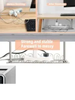 ⁦سلة حاملة الاسلاك منظم اسلاك بلاستيك توصيلات في لوح تخزين منظم اسلاك الاجهزة الالكترونية تركب اسفل الطاولات⁩ - الصورة ⁦3⁩